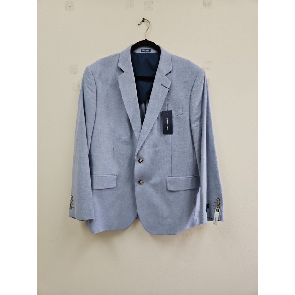 STAFFORD "Signature" Classic Fit Basketweave Sport Coat Blue 46 $140 NWT